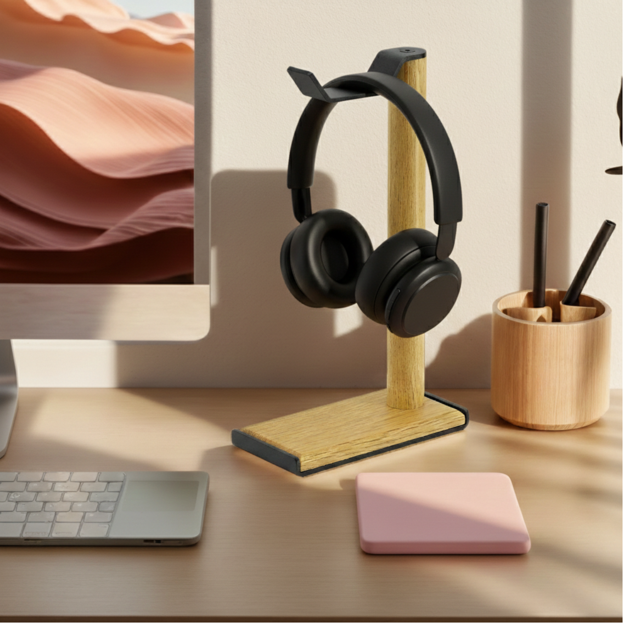 Stand para audífonos de madera